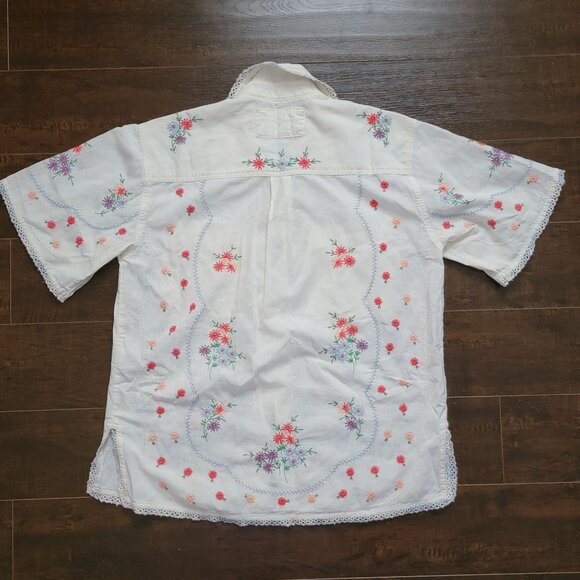 Free People Emma Embroidered Top Womens XS Boho Chic Floral Charming Garden - Picture 3 of 7